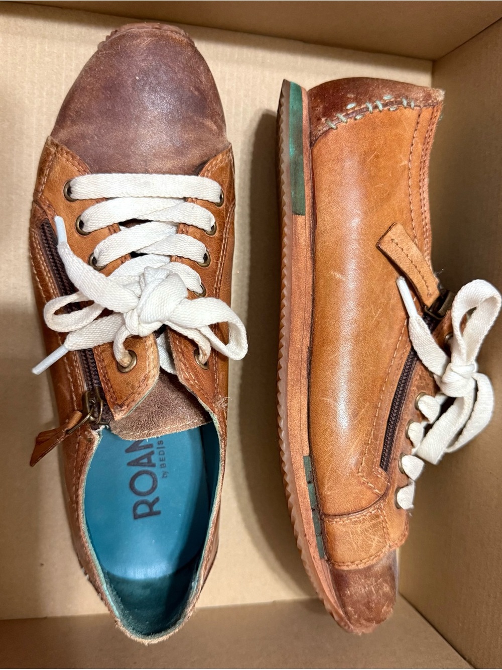 Bed Stu Roan Brown Leather Casual Sneakers - Brown. Fits like 7 SO CUTE! - Picture 3 of 4